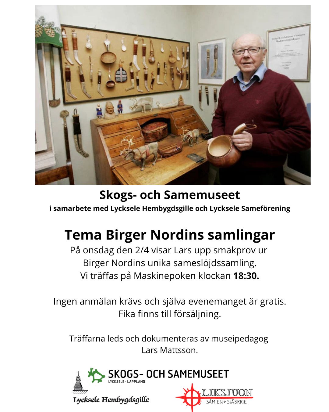 Informationsblad, "Tema Birger Nordins samlingar", 2025-04-02.