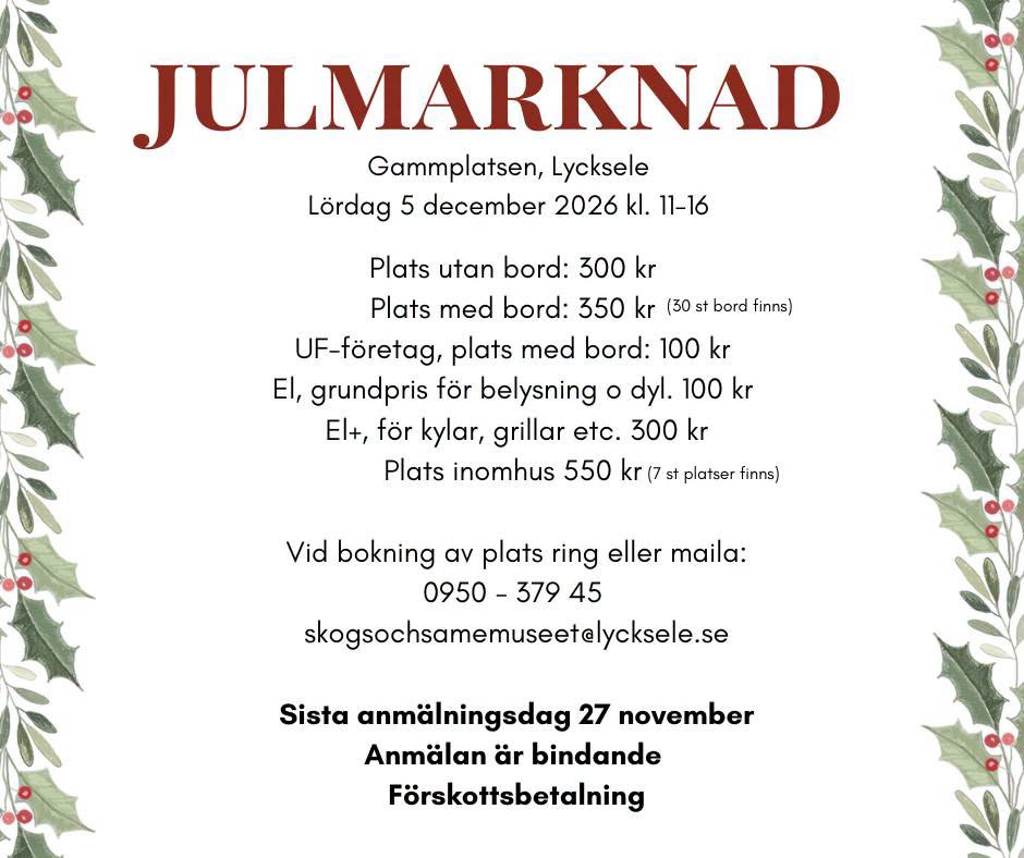 Julmarknad 2026, platsbokning